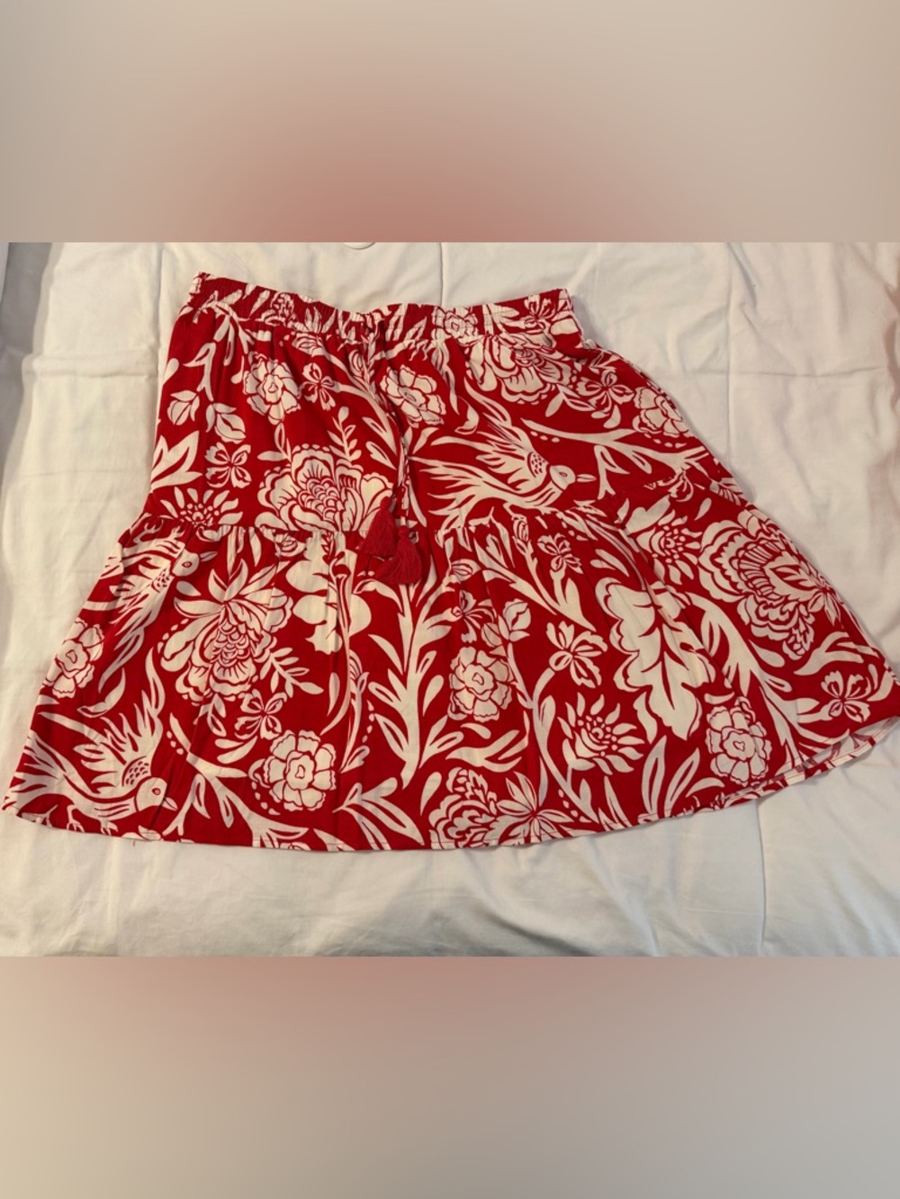 Knox Rose Red Floral Tiered Mini Skirt
